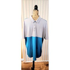 Adidas Men's XL Clima Chill Golf Shirt, Gray Blue Colorblock